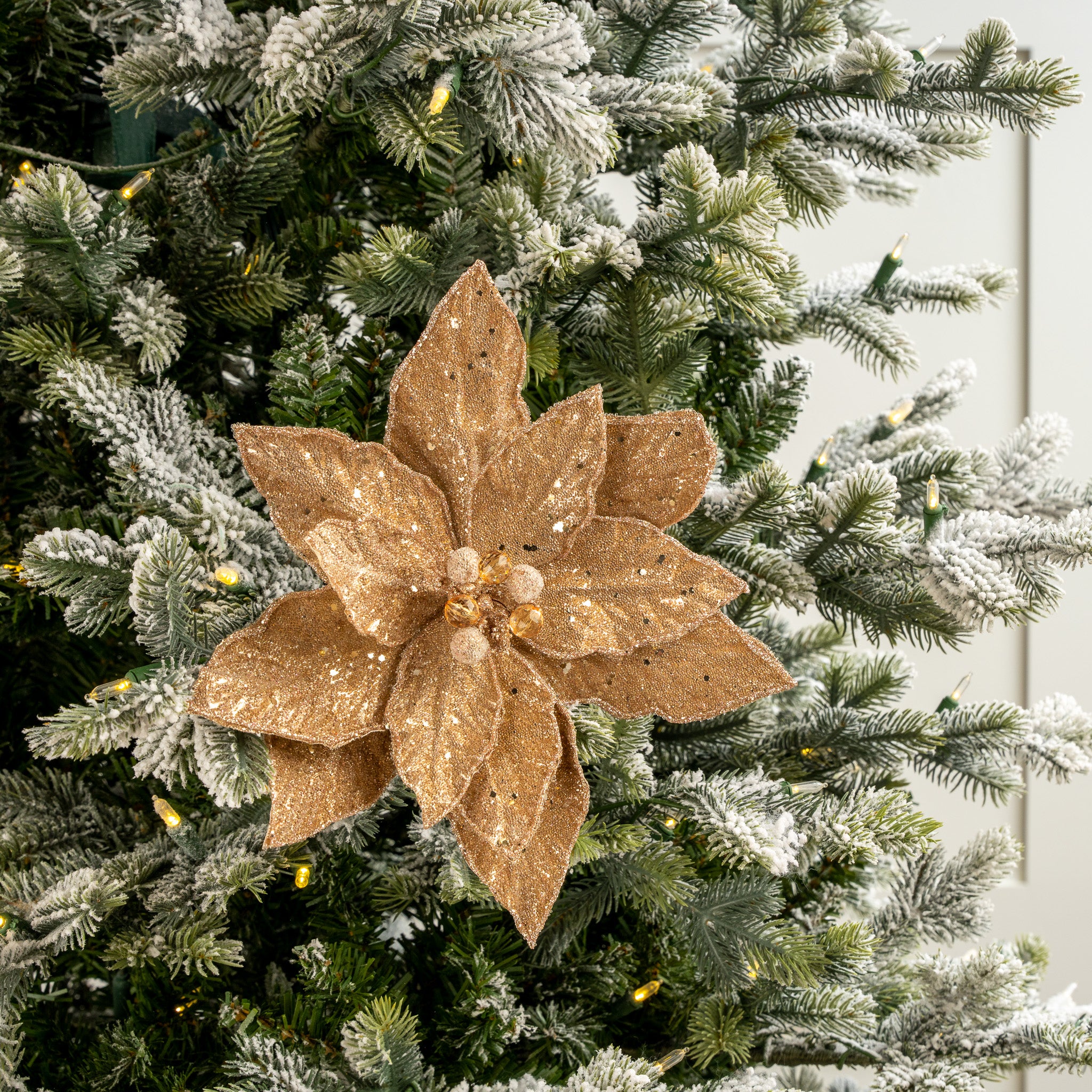 24" Micro Beaded Sequins Poinsettia Stem