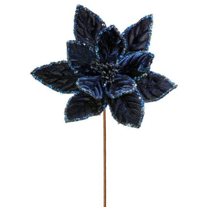 24" Medium Blue Sequin Edge Poinsettia