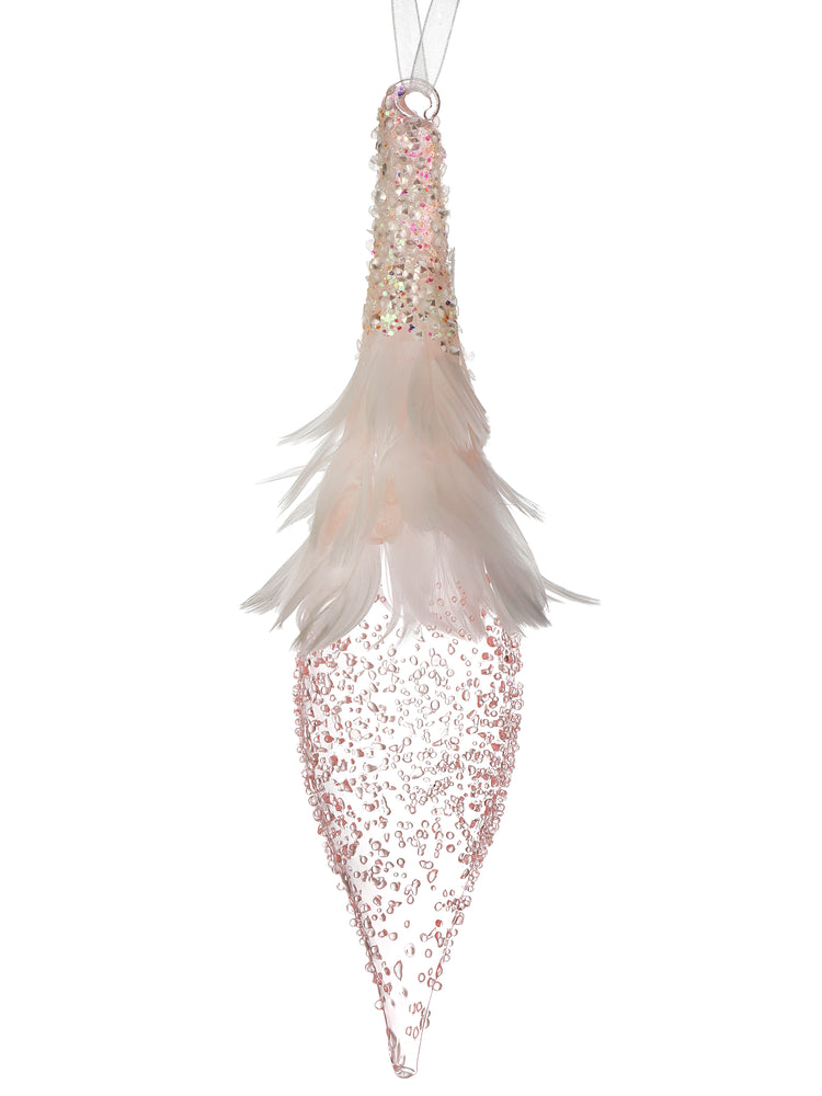 8.5" Blush Pink Feathered Finial Ornament