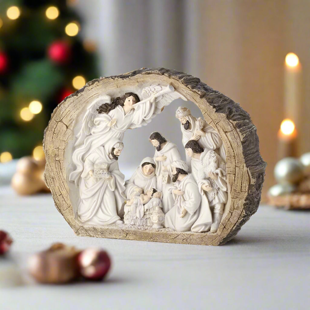 13" Nativity In Wood Crech