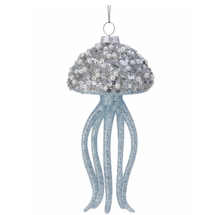 5" Aqua Jellyfish Jewel Ornament