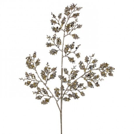 37" Champagne Glitter Leaf Spray