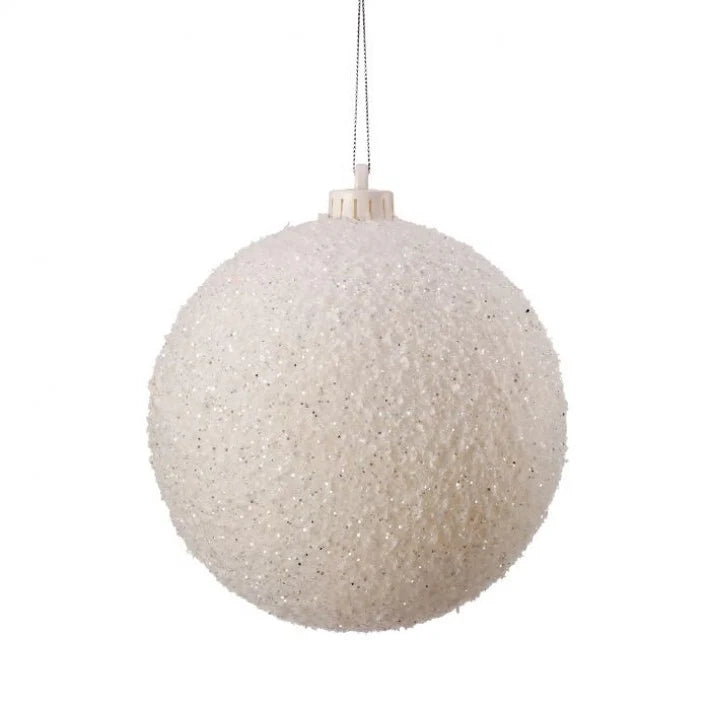 6" White Frosted Snowball Ball Ornament