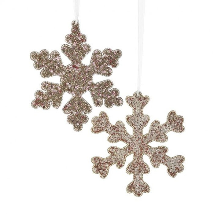 7" Pink Jeweled Snowflake Ornament