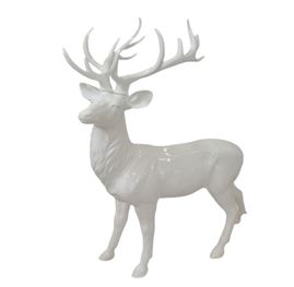 4 FT White Standing Modern Deer