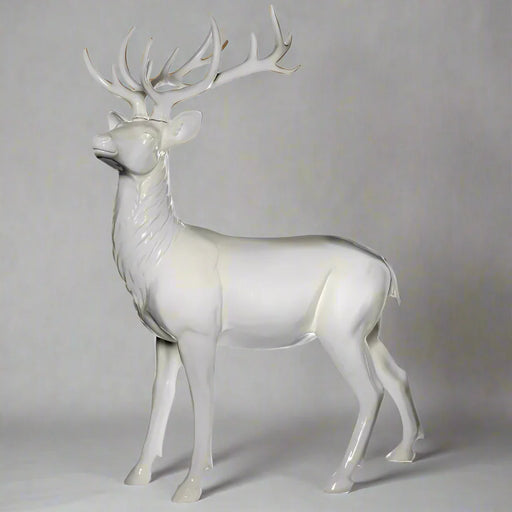4 FT White Standing Modern Deer