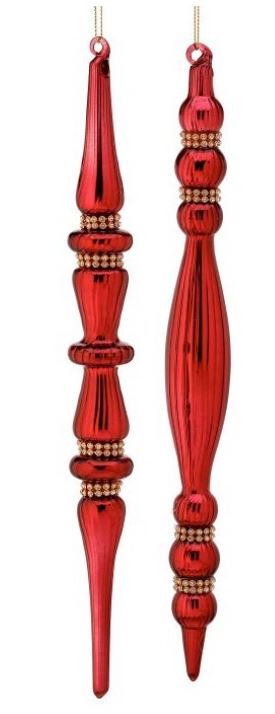 12" Burgundy Icicle Assorted Ornament