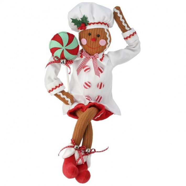 28" Red & White Gingerbread Chef With Lollipop