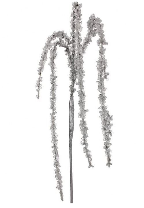 36" Silver Hanging Iced Branch