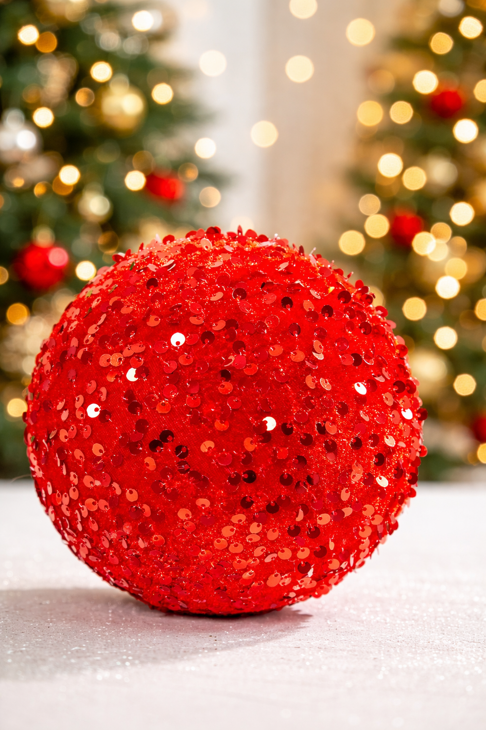 6" Red Sequin Ball Ornament