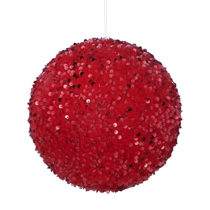 8" Red Sequin Ball Ornament