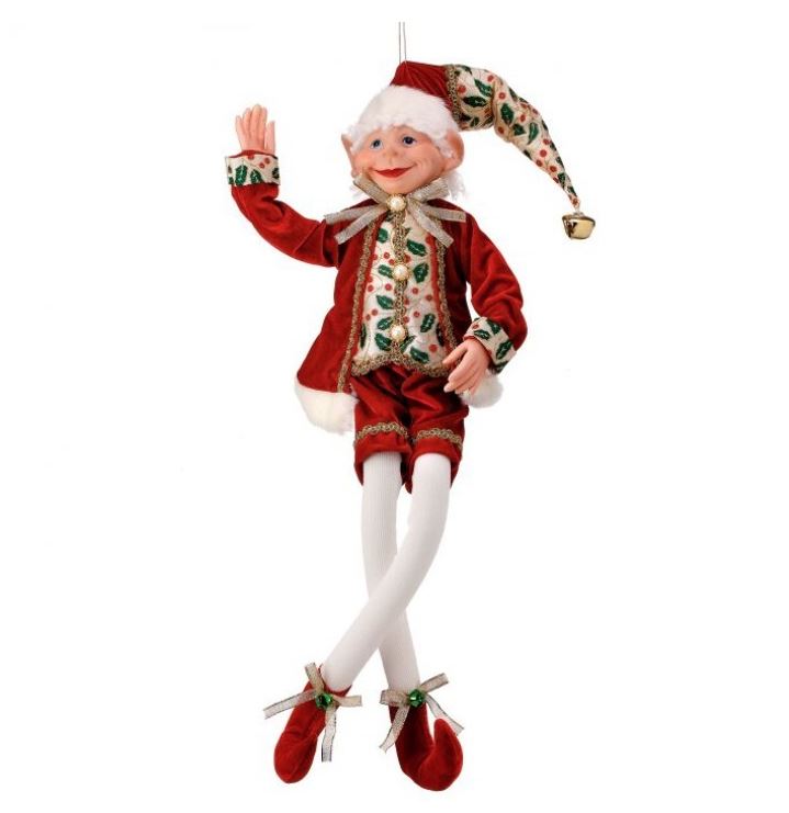 30" Red & Gold Sequin Bendable Elf
