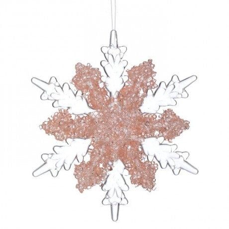 6" Pink Jeweled Snowflake Ornament