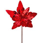 24" Red Mirrored Poinsettia Stem
