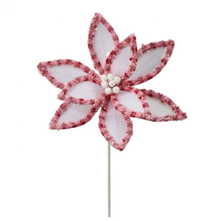 22" White & Pink Candy Poinsettia