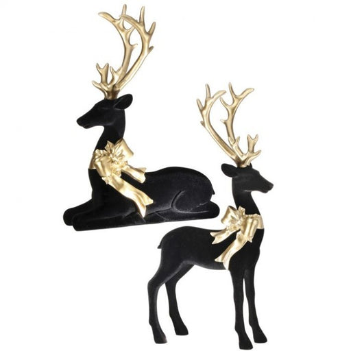 14-20" Flocked Elegant Deer Set of 2