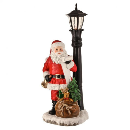 35" Santa With Lampost Battery Operated