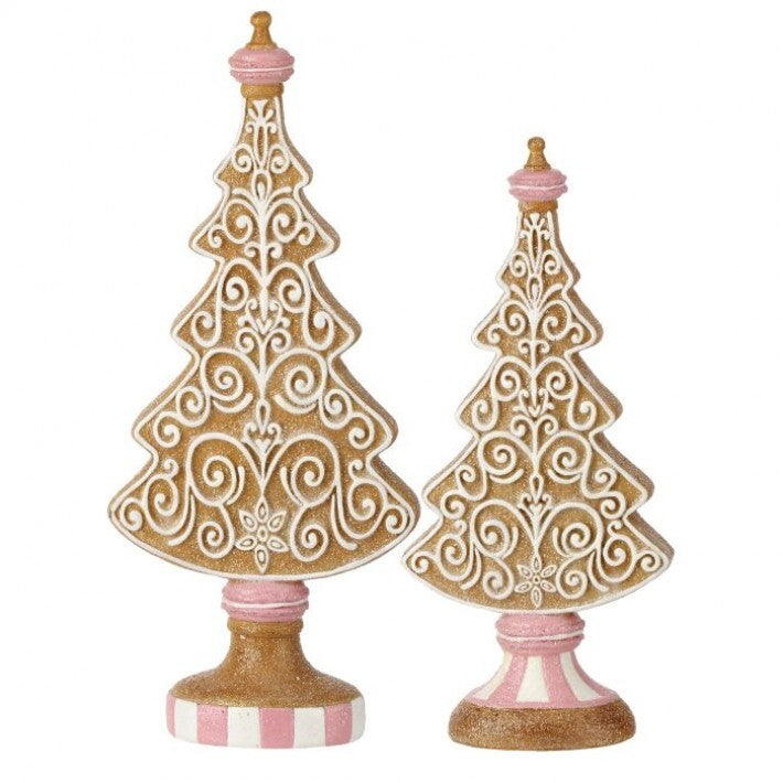 11"-13.5" Icing Gingerbread Tree Set Of 2