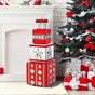 28" Red & Silver Gift Box Stack