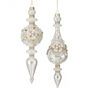 10" Cream Gold Jeweled Finial Assorted Ornament