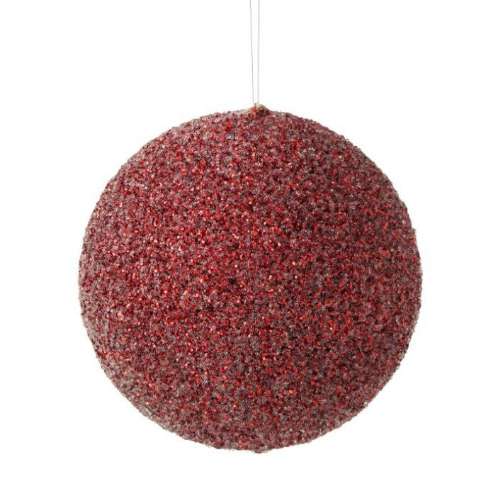 5.5" Burgundy Metallic Beaded Ball Ornament