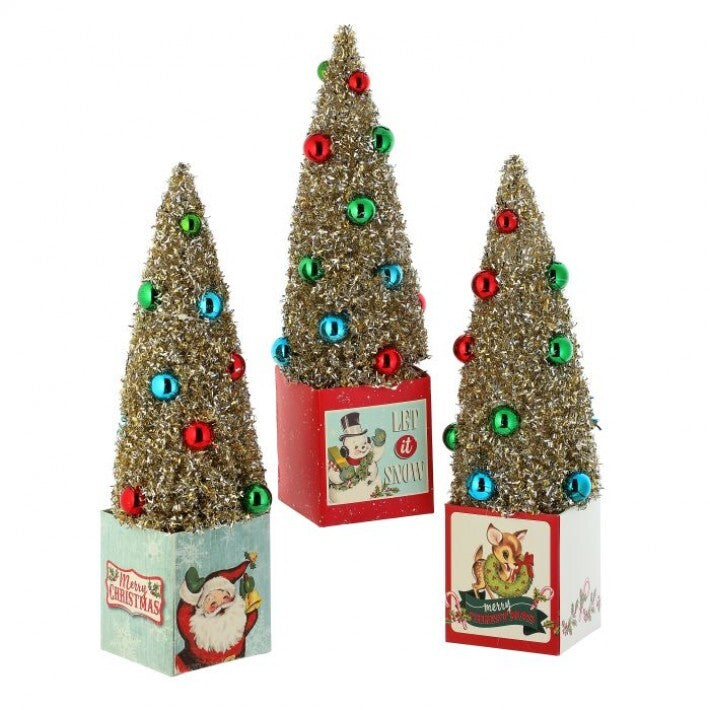 12" Retro Gift Box With Tree 3 Assorted