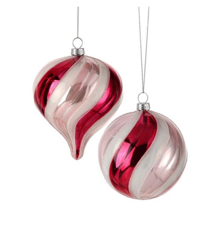4-4.5" Pink & White Ball & Onion Ornament
