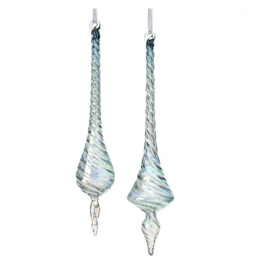 12.5" Clear Blue Drop Ornament