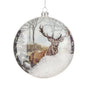 6" Snow Deer Glass Ornament