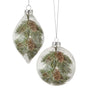 4"- 5.5" Pine Bough Finial & Ball Glass Ornament