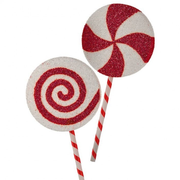 36" Red & White Lollipop With Glitter