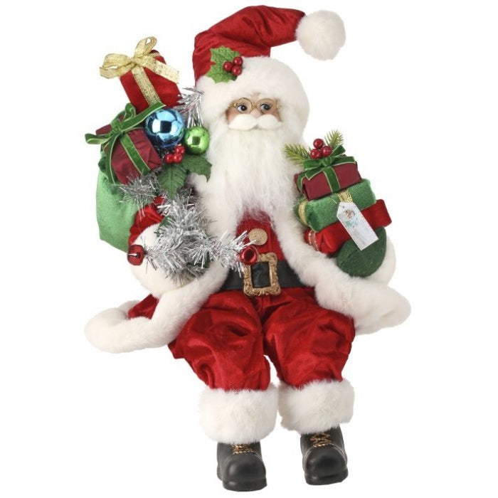 20" Retro Sitting Santa With Gifts