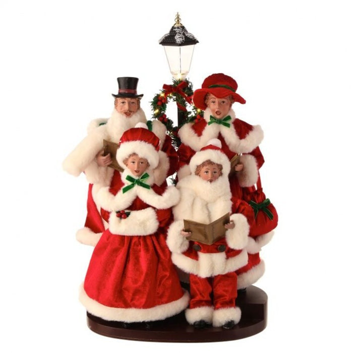 24" Caroling Family With Lamp