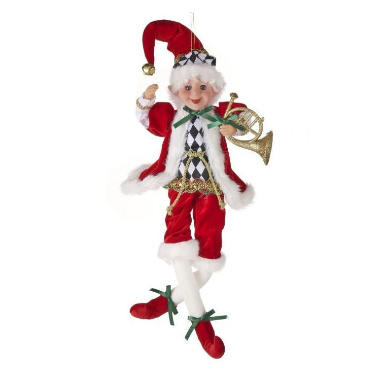 18" Red, White, & Black Checkered Elf