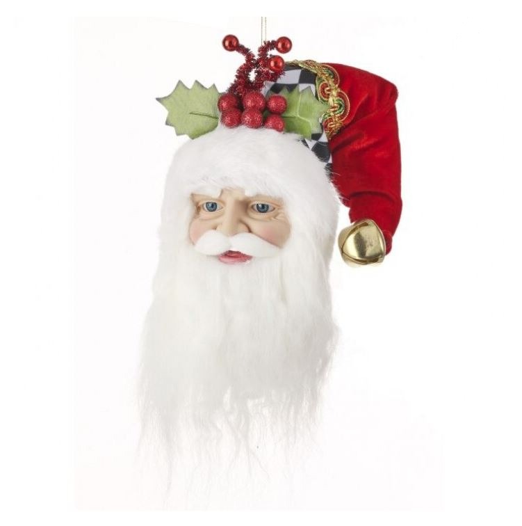 12" Red & White Santa Head Ornament