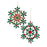 7" Red & Green Jewel Gold Glitter Snowflake