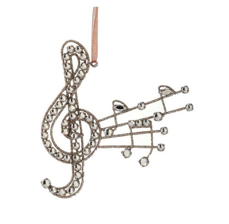 7" Gold Jewel Music Note Ornament