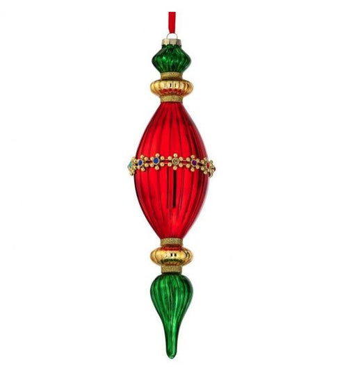 13.5" Red & Green Finial Ornament