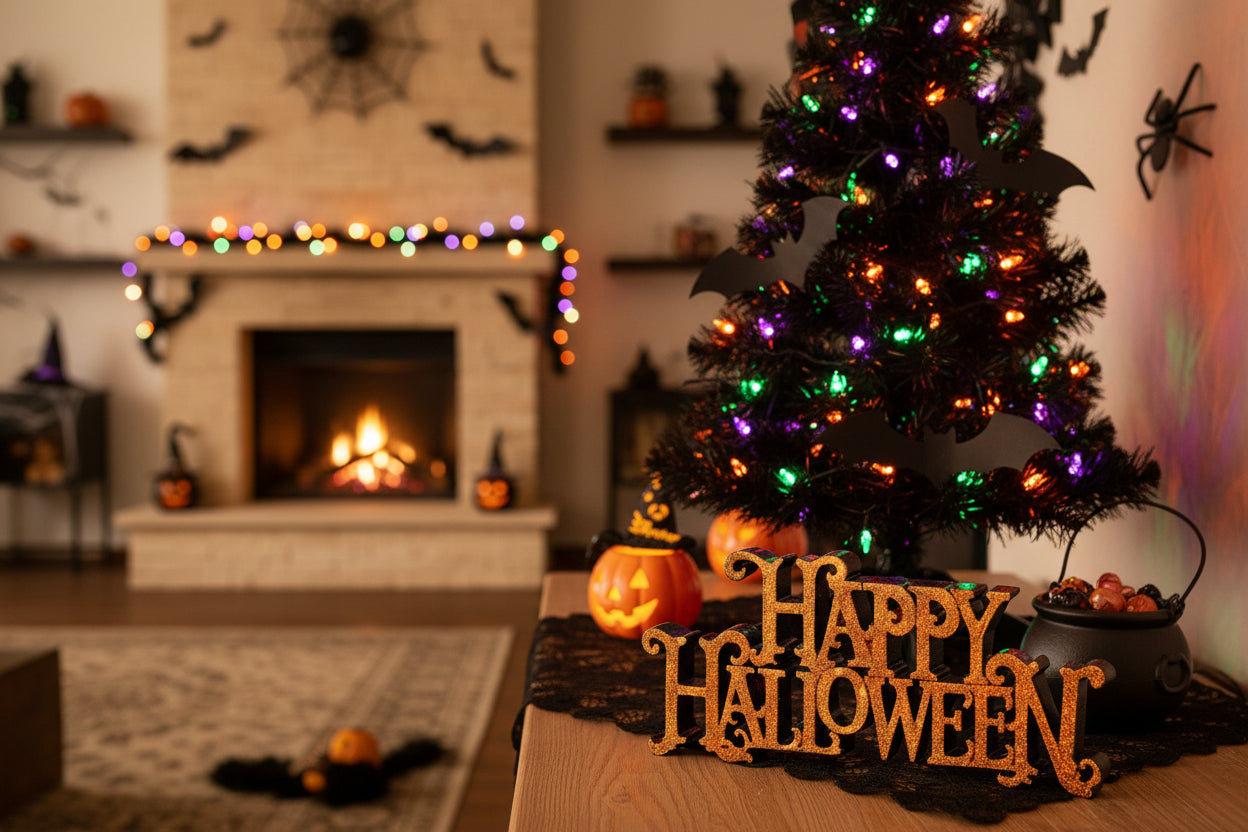 10" Orange Glitter 'Happy Halloween' Sign