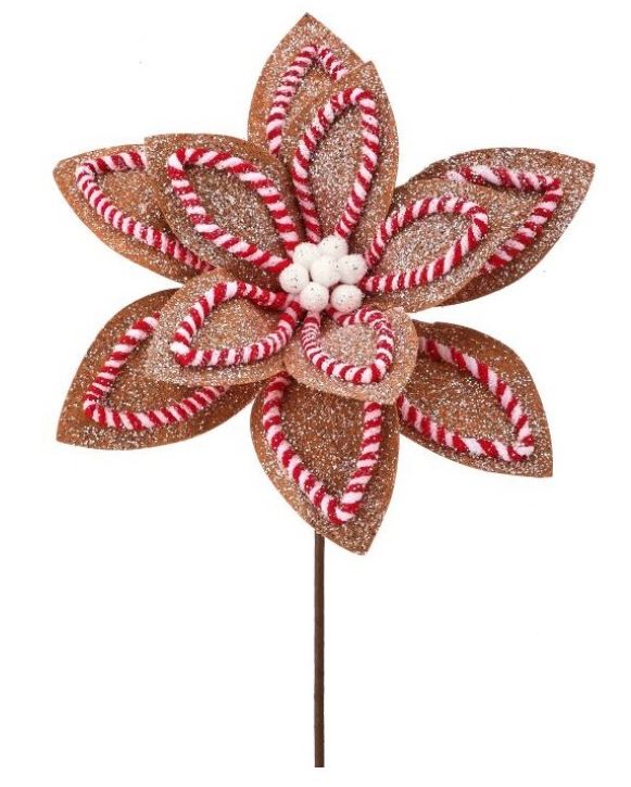 22" Sugar & Spice Poinsettia Stem