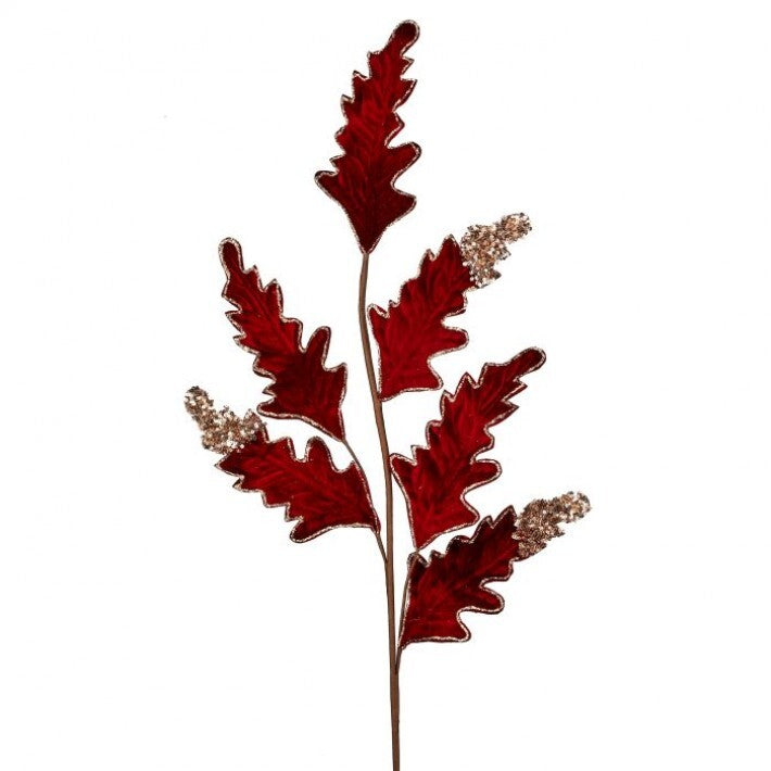 32" Burgundy & Gold Velvet Acanthus Spray