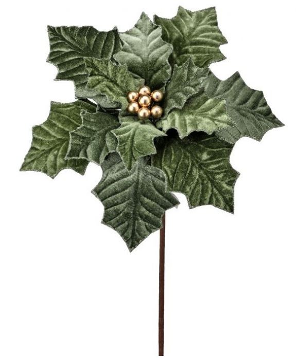 22" Green Poinsettia Stem