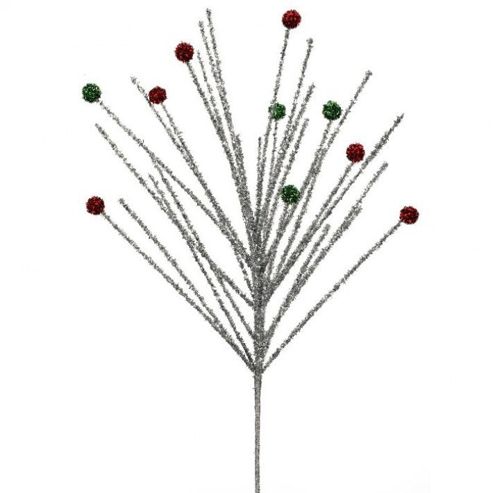 30" Silver Glitter Burst Stem