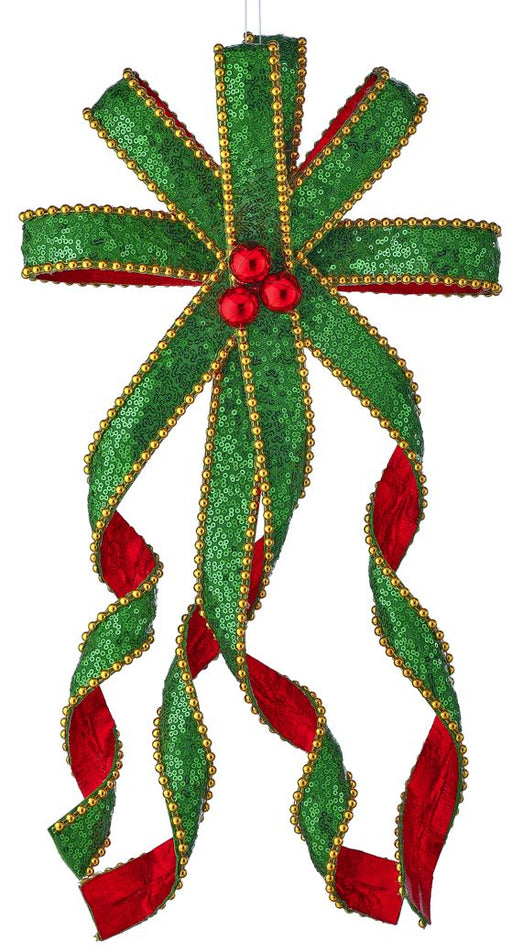 20" Metallic Red Green Gold Sequin Bow