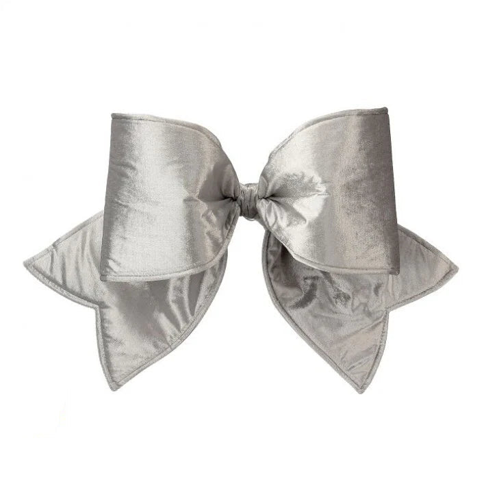 24" Outdoor UV-Resistant Padded Silver Velvet Bow