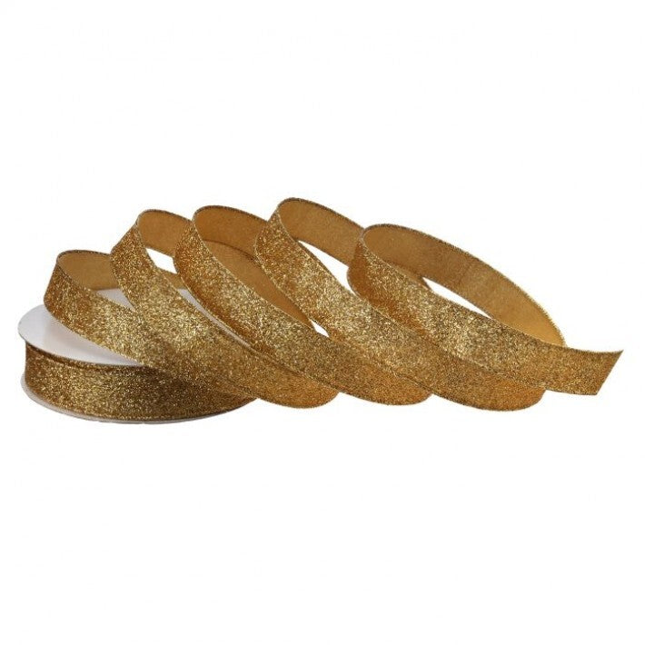 1" X 20YD Gold Satin Glitter Ribbon