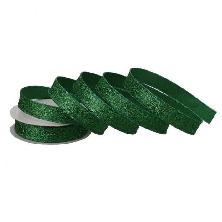 1" X 20YD Green Satin Glitter Ribbon