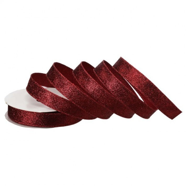 1" X 20YD Red Satin Glitter Ribbon