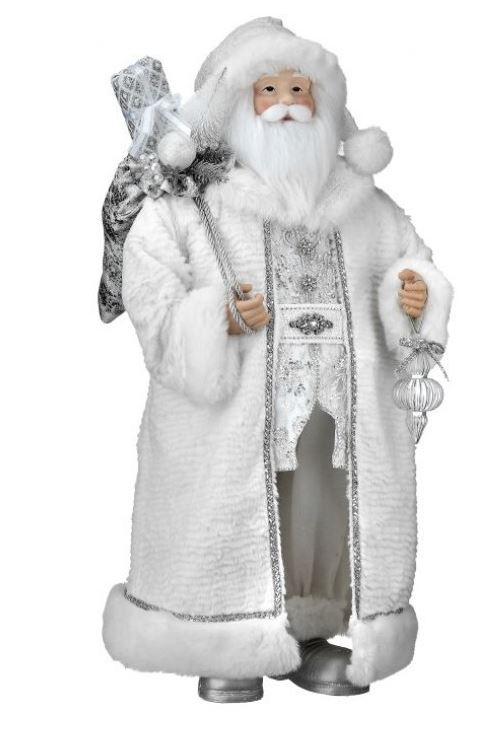 36" White & Silver Standing Santa