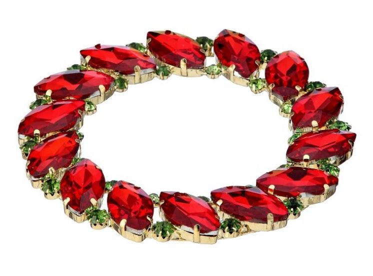 5" Red Green Jewel Candle Ring Ornament